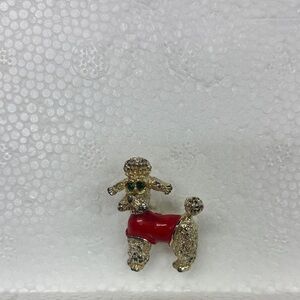 💥 Clearance Sale! Vintage Gerry’s Poodle Brooch with Red and Gold Accents